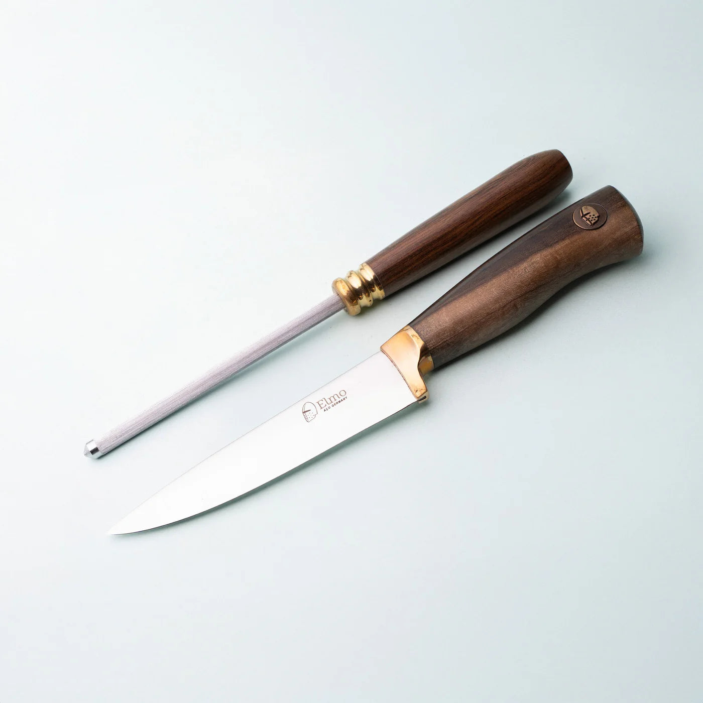 5" Wood Handle Knife & Honing Steel Set