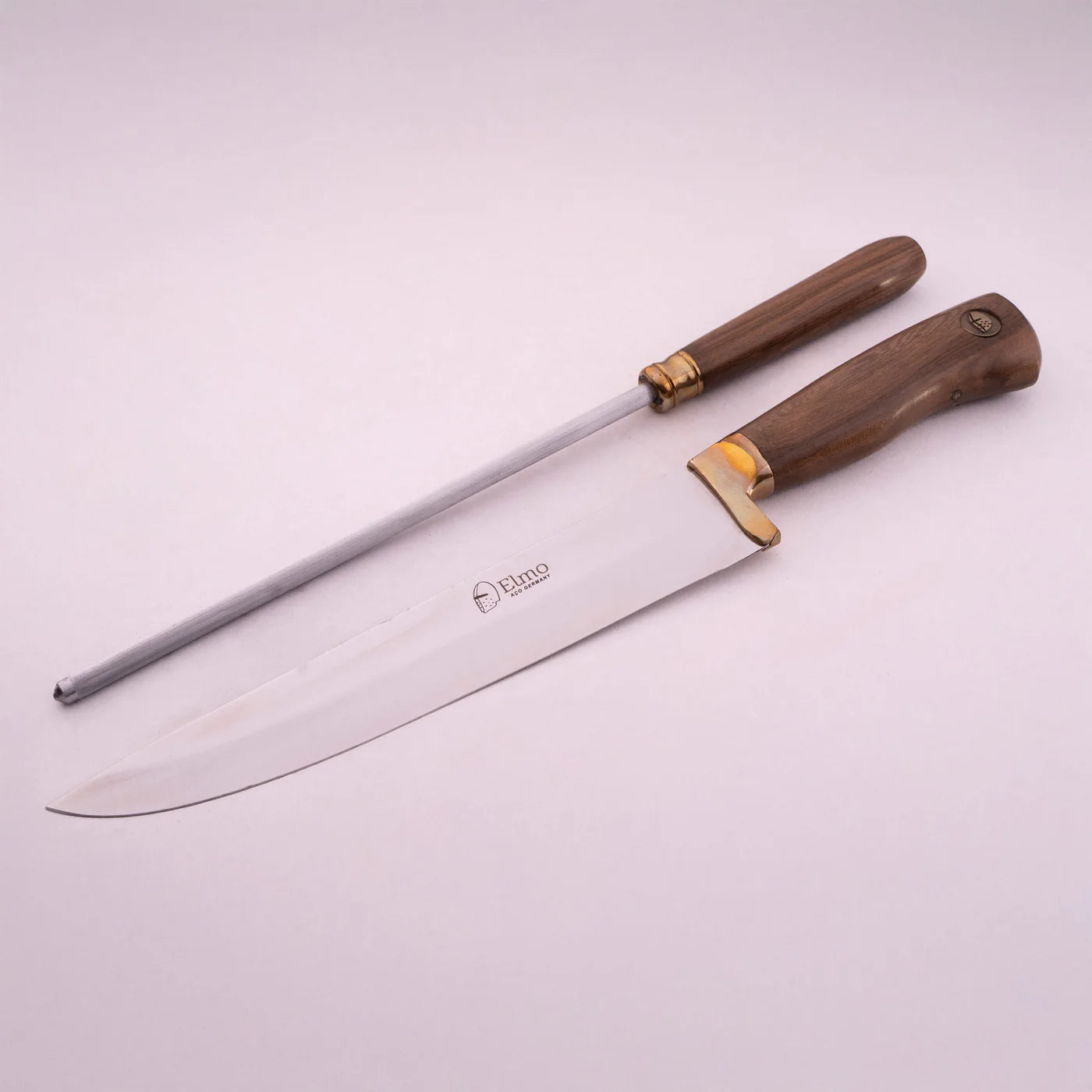 8" Wood Handle BBQ Knife & Honing Steel Set
